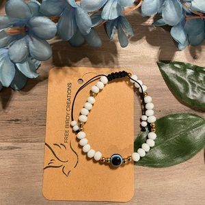 🧿🤍 White Evil Eye Bracelet
